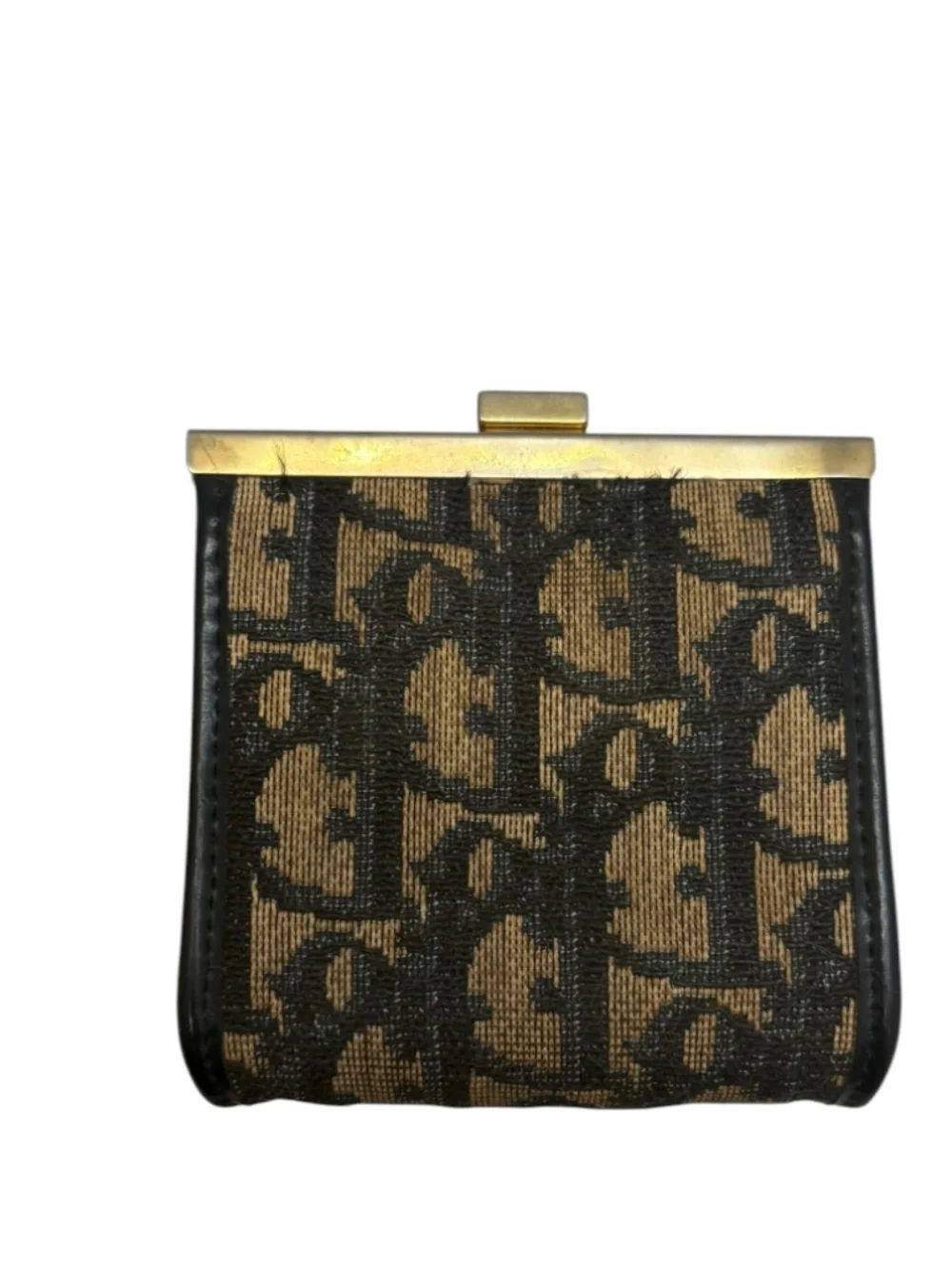 Dior Blue vintage signature trotter kisslock coin pouch rare